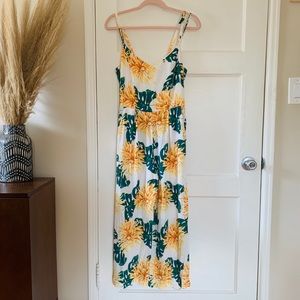 Zara tropical cropped jumpsuit with pockets